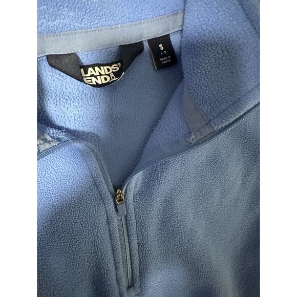 Lands End Fleece Pullover Lightweight Women's Medium 10 Blue Long Sleeve 1/4 Zip - Picture 2 of 3